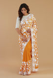 Embroidered Mustard Yellow Georgette Saree with Unstitched Blouse