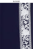 Embroidered Navy Blue Georgette Saree with Unstitched Blouse