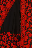 Floral Embroidered Black Georgette Saree with Unstitched Blouse