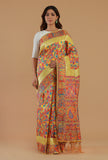 Kani Weave Silk Wool Saree with Golden Border & Unstitched Blouse