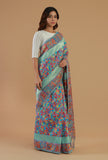 Blue Kani Weave Silk Wool Saree with Unstitched Blouse