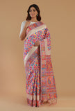 Multicolor Kani Weave Silk Wool Saree with Unstitched Blouse