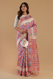 Multicolor Kani Weave Silk Wool Saree with Unstitched Blouse