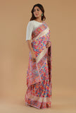 Multicolor Kani Weave Silk Wool Saree with Unstitched Blouse
