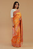 Sunshine Yellow Heritage Floral Silk Wool Saree with Unstitched Blouse