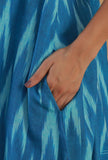 Blue Ikat Cotton A-Line Dress