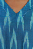 Blue Ikat Cotton A-Line Dress