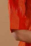 Orange Ikat Cotton Straight Kurta