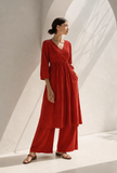 Rust Cotton Wrap Style Kurta