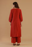 Rust Cotton Wrap Style Kurta