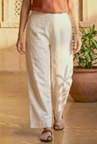 White straight-fit breathable cotton pant for women in sizes XS to XXXL by Tjori