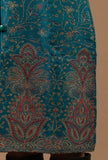 Teal Kashmiri Aari Embroidered Woollen Long Jacket