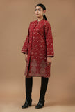 Maroon Kashmiri Aari Embroidered Woollen Long Jacket
