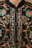Black Kashmiri Aari Embroidered Woollen Long Jacket