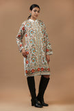 Ivory Kashmiri Aari Embroidered Woolen Long Jacket