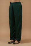 Emerald Green Solid Shantoon Straight Pant