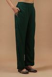 Emerald Green Solid Shantoon Straight Pant