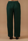 Emerald Green Solid Shantoon Straight Pant