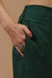 Emerald Green Solid Shantoon Straight Pant