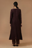 Set of 2: Coffee Brown Chanderi Empire Kurta with Matching Straight Pant Set