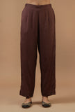 Set of 2: Coffee Brown Chanderi Empire Kurta with Matching Straight Pant Set