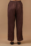 Set of 2: Coffee Brown Chanderi Empire Kurta with Matching Straight Pant Set