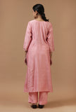 Set of 2: Blush Pink Chanderi Kurta with Shantoon Straight Pant Set