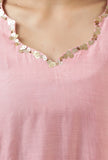 Set of 2: Blush Pink Chanderi Kurta with Shantoon Straight Pant Set