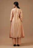 Set of 2: Peach Checkered Chanderi Kurta & Shantoon Pant Set