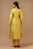 Set of 2: Mustard Brocade Kurta & Pant Set