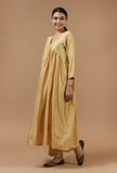 Set of 2: Golden Elegant Chanderi Kurta with Shantoon Straight Pant Set