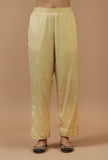 Set of 2: Golden Elegant Chanderi Kurta with Shantoon Straight Pant Set