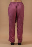 Set of 2: Mauve Checkered Chanderi Kurta with Shantoon Straight Pant Set