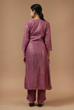Mauve Checkered Chanderi Wrap Kurta