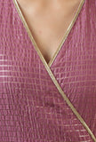 Mauve Checkered Chanderi Wrap Kurta