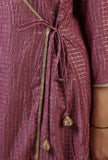 Mauve Checkered Chanderi Wrap Kurta