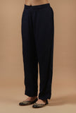 Navy Blue Shantoon Straight Fit Pant