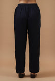 Navy Blue Shantoon Straight Fit Pant