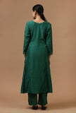 Set of 2: Emerald Green Chanderi Kurta with Shantoon Pant Set