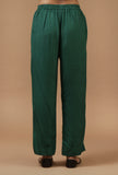 Set of 2: Emerald Green Chanderi Kurta with Shantoon Pant Set
