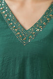 Emerald Green Embellished Chanderi Flared Kurta