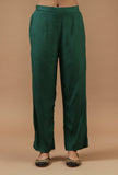 Emerald Green Solid Shantoon Straight Pant