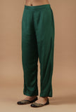 Emerald Green Solid Shantoon Straight Pant