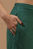 Emerald Green Solid Shantoon Straight Pant