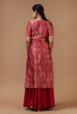 Crimson Red Brocade Chanderi Straight Kurta