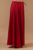 Crimson Red Solid Shantoon Flared Skirt