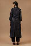 Black Checkered Chanderi Embellished Kurta