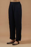 Black Solid Shantoon Straight Pant