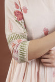 Blush Pink Floral Printed Gathered Midi Dress