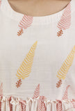 Blush Pink Leaf Printed Gathered Maxi Dress